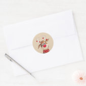 Rudolph the Reindeer Kerstkunst Ronde Sticker (Envelop)