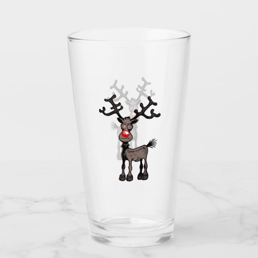 Rudolph the Reindeer on a Glass Tumbler (Voorkant)