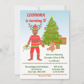 Rudolph Ugly Sweater Birthday Party Invitation Kaart (Voorkant)