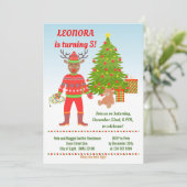 Rudolph Ugly Sweater Birthday Party Invitation Kaart (Staand voorkant)