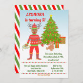 Rudolph Ugly Sweater Birthday Party Invitation Kaart (Voorkant / Achterkant)