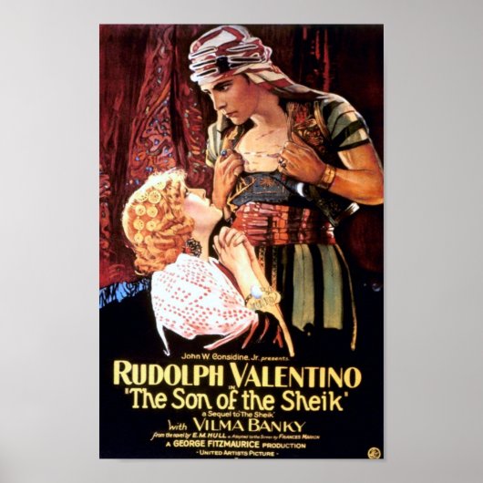 Rudolph Valentino in "De zoon van de sjeik" Poster (Voorkant)