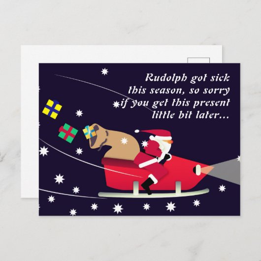 Rudolph werd dit seizoen ziek feestdagenkaart (Voorkant / Achterkant)