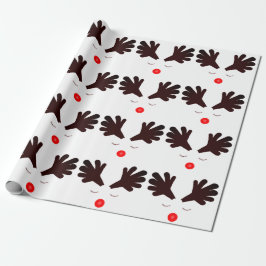 Rudolph White Wrapping Paper Cadeaupapier