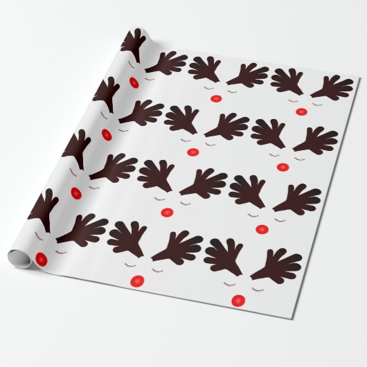 Rudolph White Wrapping Paper Cadeaupapier (Uitgerold)
