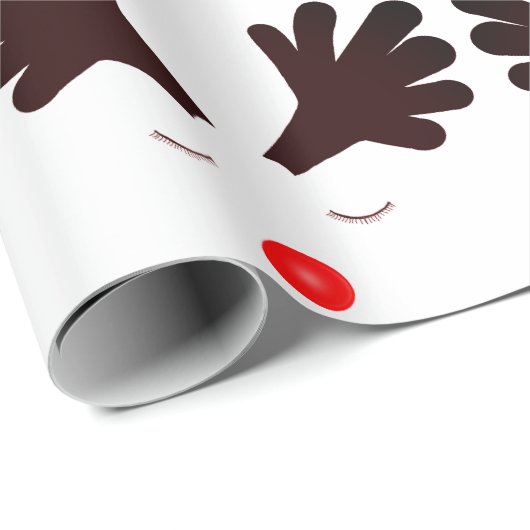 Rudolph White Wrapping Paper Cadeaupapier (Rol Hoek)