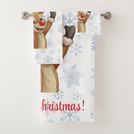 Rudolph with Blue Snowflakes  Bad Handdoek (Insitu)