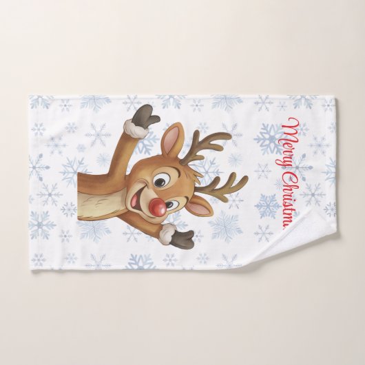 Rudolph with Blue Snowflakes  Bad Handdoek (Handdoek)