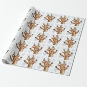 Rudolph with Blue Snowflakes Cadeaupapier (Uitgerold)
