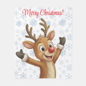 Rudolph with Blue Snowflakes Fleece Deken (Voorkant)