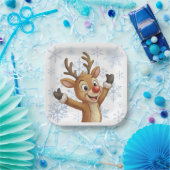 Rudolph With Blue Snowflakes Papieren Bordje (Feest)