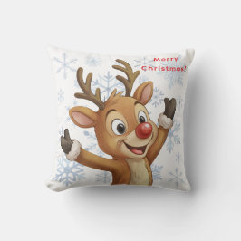 Rudolph with Blue Snowflakes Reversible Kussen