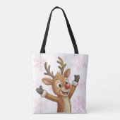 Rudolph with Blue Snowflakes Reversible Tote Bag (Achterkant)