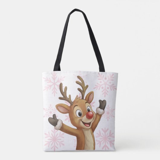 Rudolph with Blue Snowflakes Reversible Tote Bag (Achterkant)