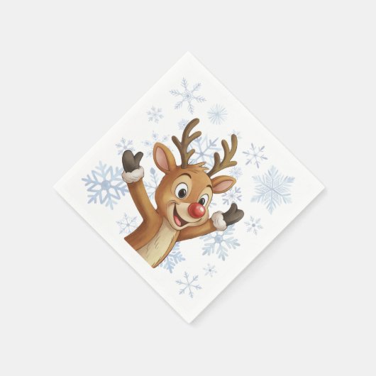 Rudolph With Blue Snowflakes Servet (Hoek)