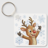 Rudolph With Blue Snowflakes Sleutelhanger (Voorkant)