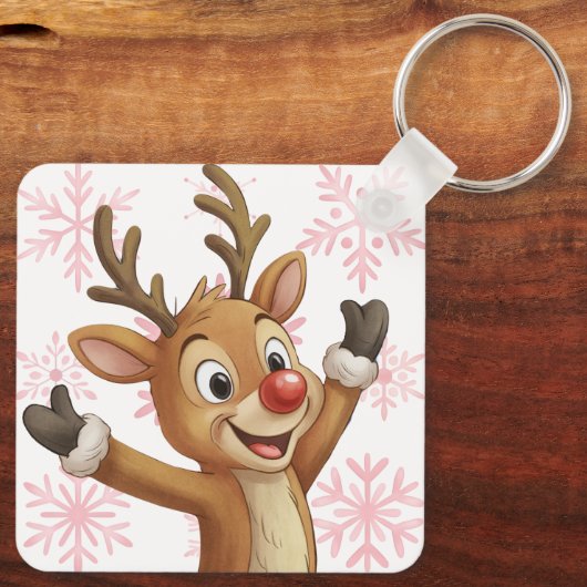 Rudolph With Blue Snowflakes Sleutelhanger (Achterkant)