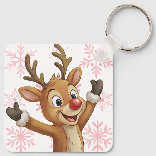 Rudolph With Blue Snowflakes Sleutelhanger (Achterkant)
