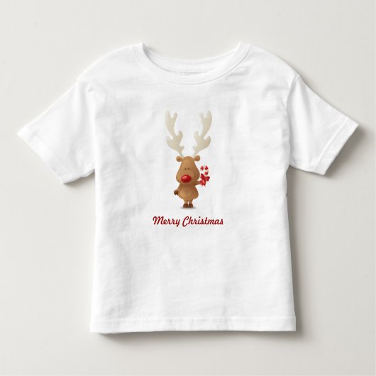 Rudolph with Candy Cane Holiday Tee Shirt (Voorkant)