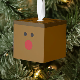 Rudolph Wooden Cube Christmas Ornament