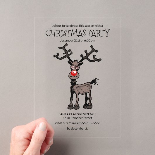 Rudolphs Fantastisch Kerstfeest Acryl Uitnodigingen (Insitu (Draagbaar))