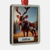 Rudolph's gepersonaliseerde vakantie avontuur: jon metalen ornament (Rechts)