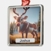 Rudolph's gepersonaliseerde vakantie avontuur: jon metalen ornament (Links)