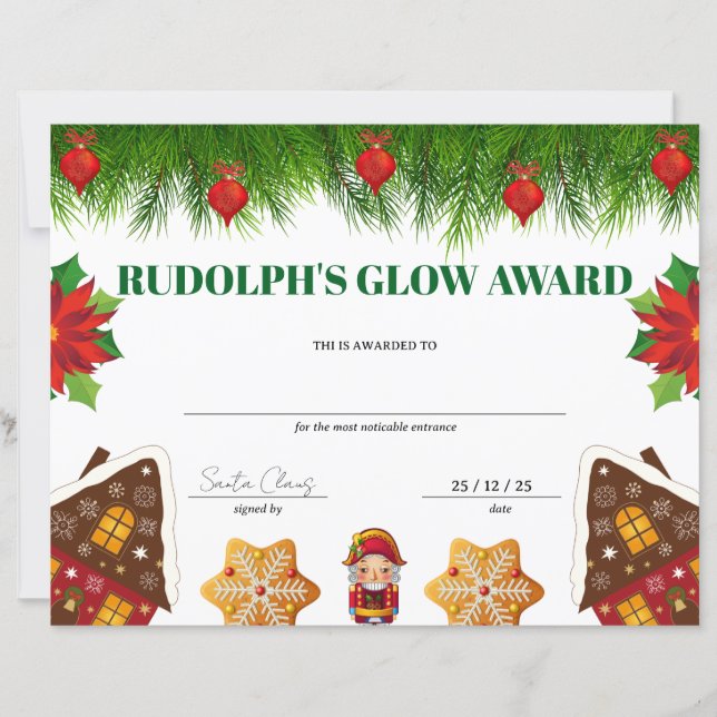 Rudolph's Glow Kerst Uitreikingscertificaat (Voorkant)