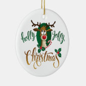 Rudolph's Holly Jolly Kerstmis Keramisch Ornament (Rechts)