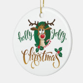 Rudolph's Holly Jolly Kerstmis Keramisch Ornament (Links)