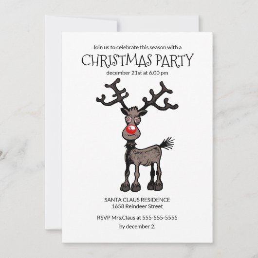 Rudolphs kerstfeest uitnodiging (Voorkant)