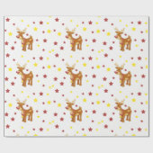 Rudolph's red nosrenders kerststerren cadeaupapier (Vlak)