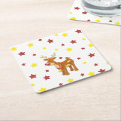 Rudolph's red nosrenders kerststerren kartonnen onderzetters (Schuin)