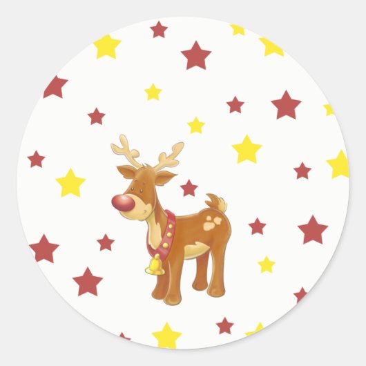 Rudolph's red nosrenders kerststerren ronde sticker (Voorkant)