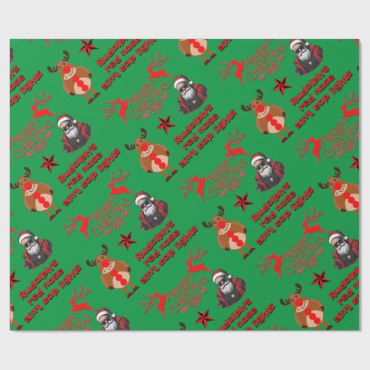 Rudolph's rode neus is geen politie lichten | cadeaupapier (Vlak)