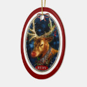 Rudy Reindeer Digital Art Red Keramisch Ornament (Links)