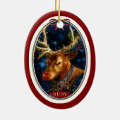 Rudy Reindeer Digital Art Red Keramisch Ornament (Achterkant)