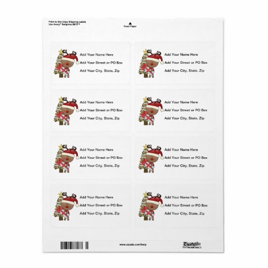 Rudy Reindeer Holiday Tree Etiket (Full Sheet)