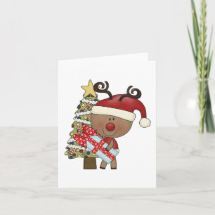 Rudy Reindeer Holiday Tree Feestdagen Kaart