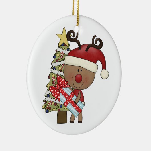 Rudy Reindeer Holiday Tree Keramisch Ornament (Rechts)