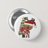 Rudy Reindeer Holiday Tree Ronde Button 5,7 Cm (Voorkant /achterkant)