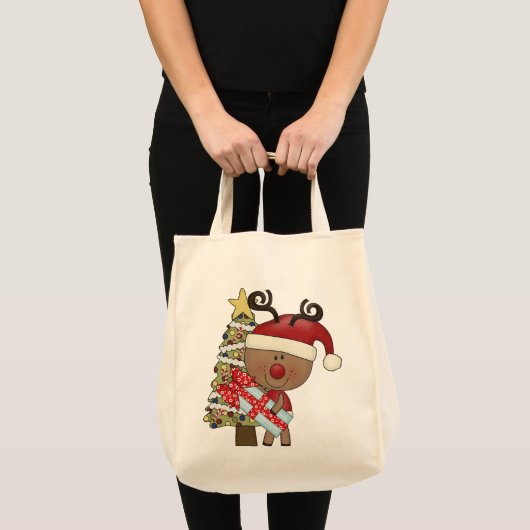 Rudy Reindeer Holiday Tree Tote Bag (Voorkant (product))