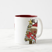 Rudy Reindeer Holiday Tree Tweekleurige Koffiemok (Voorkant rechts)