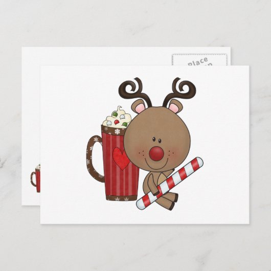 Rudy Reindeer met Cacao Briefkaart (Voorkant / Achterkant)