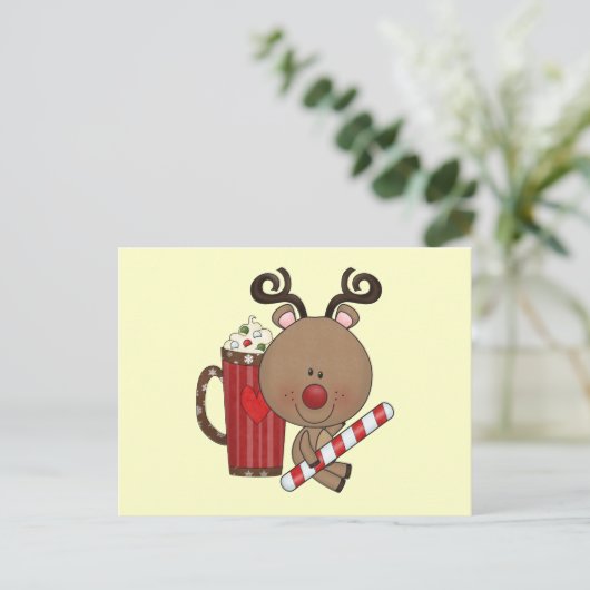 Rudy Reindeer met Cacao Briefkaart (Staand voorkant)
