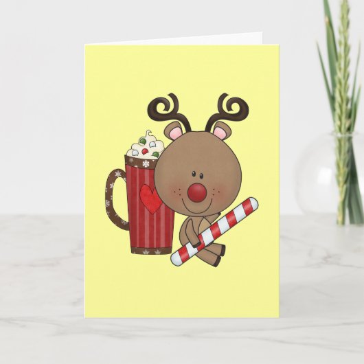 Rudy Reindeer met cacao Feestdagen Kaart (Voorkant)