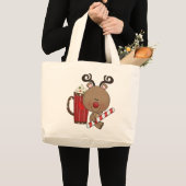 Rudy Reindeer met Cacao Grote Tote Bag (Voorkant (product))