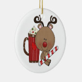 Rudy Reindeer met cacao Keramisch Ornament (Rechts)