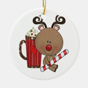 Rudy Reindeer met cacao Keramisch Ornament