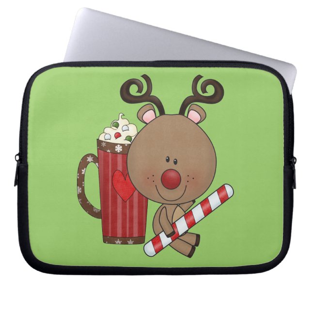 Rudy Reindeer met Cacao Laptop Sleeve (Voorkant)